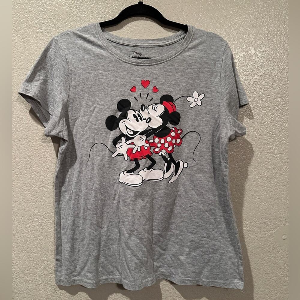 Disney Mickey & Minnie Mouse Love & Kisses Valentines Day Tee Sz L